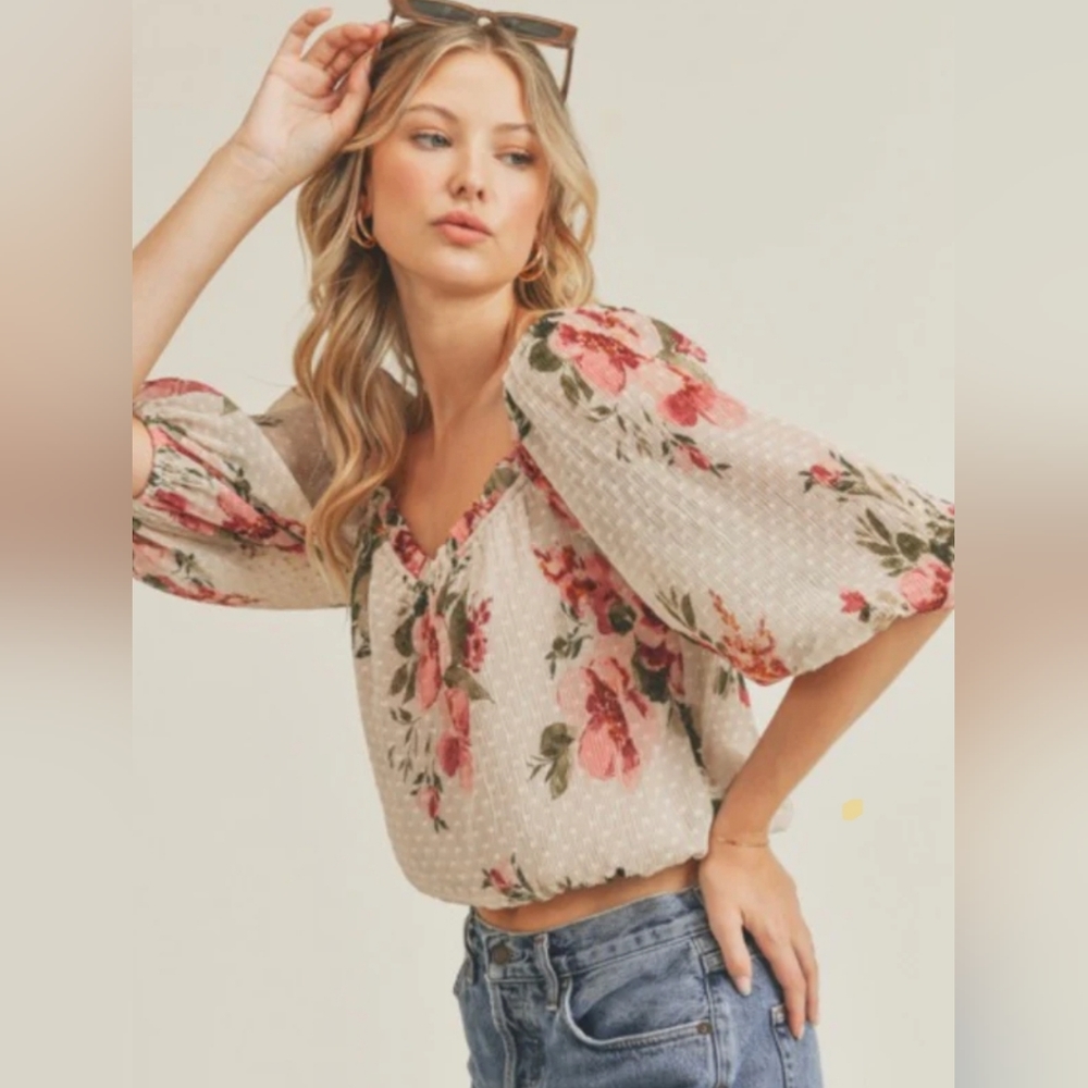 EUC Medium, Floral, Cowl Neck, Long Sleeved, Off Shoulder, Top From Lush.